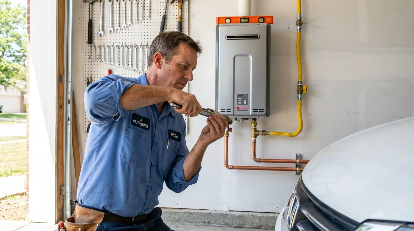 Tankless water heater installation by a Johns Plumbing LLC plumber in Haynesville